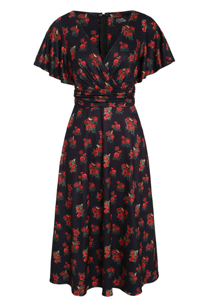 Front view of Red Rose Crossover Bust Dress