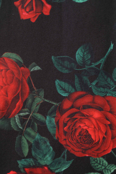 Close up view of Red Rose Dress In Black