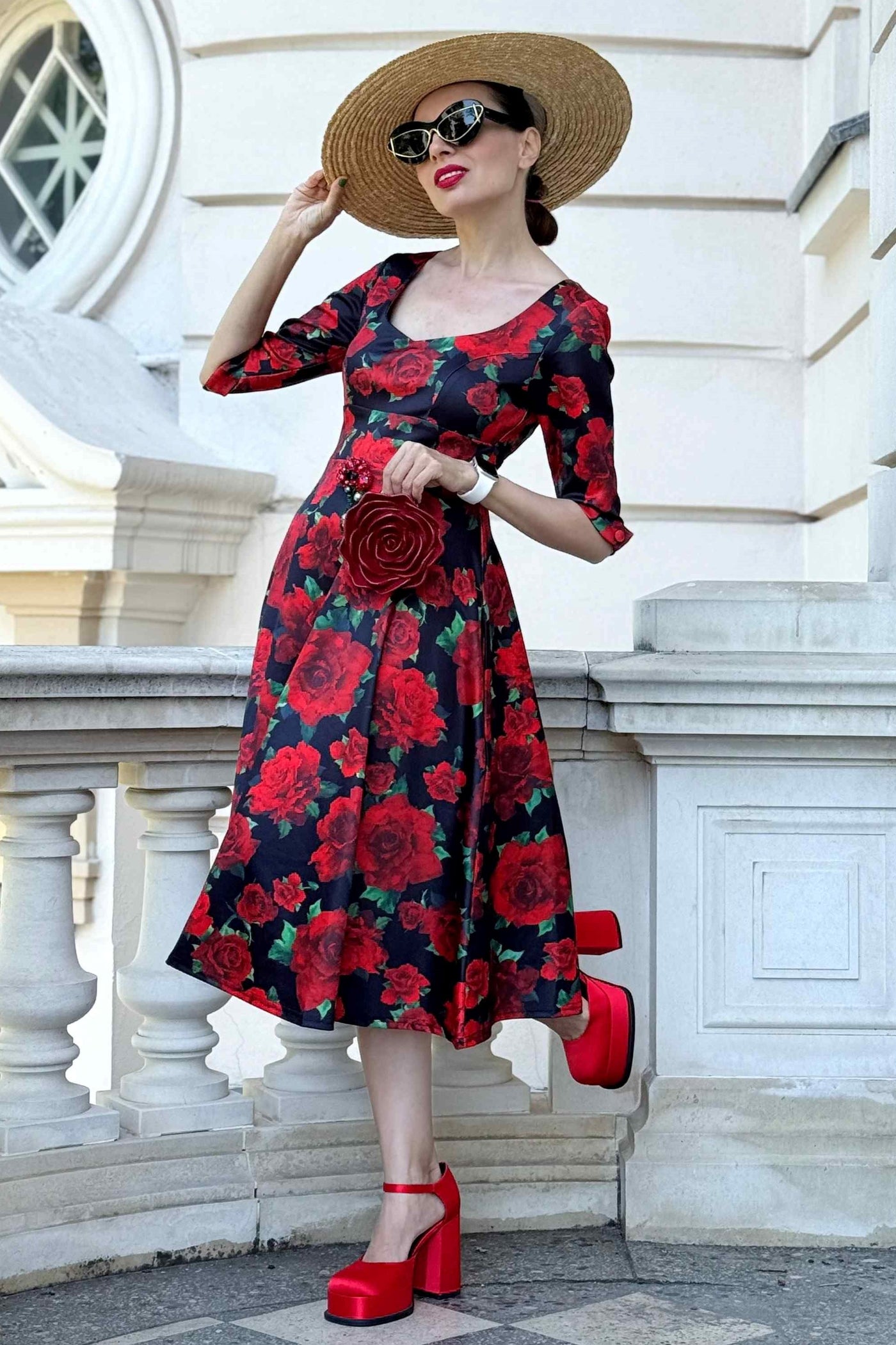 Scarlette Red Rose Formal Midi Dress Scarlette Red Rose Formal Midi Dress