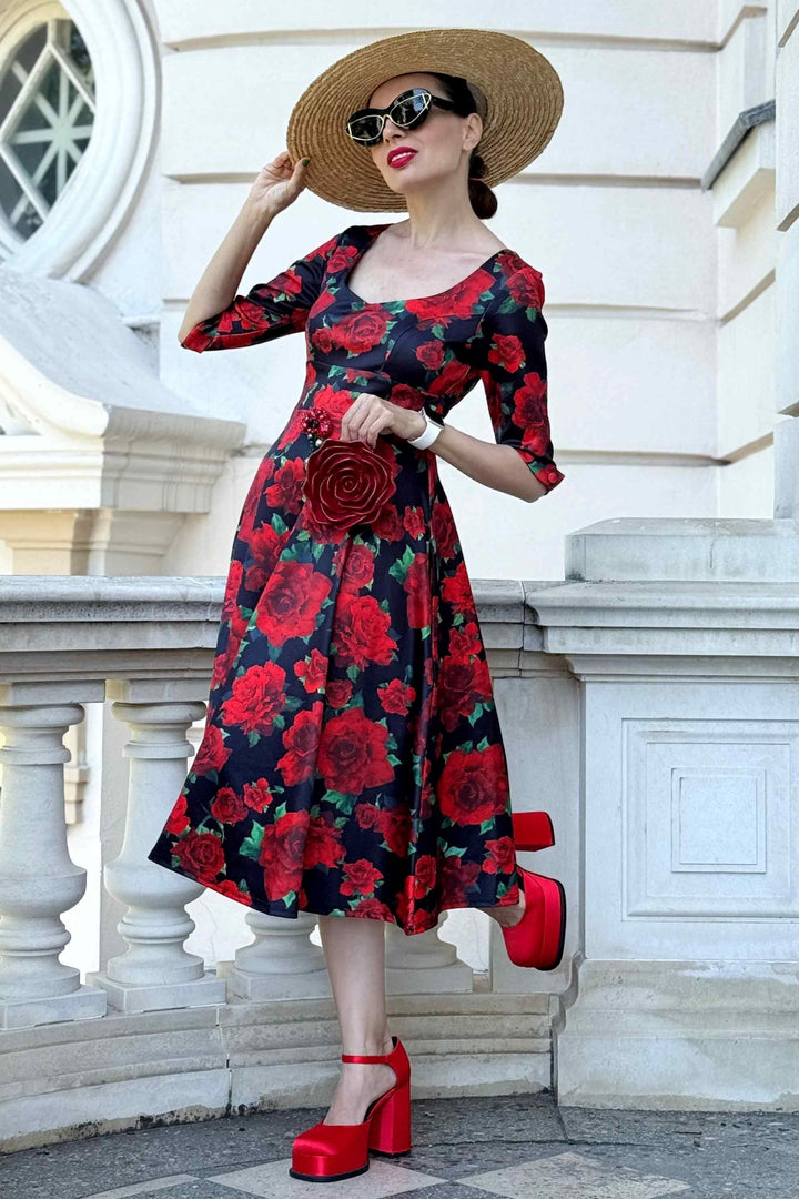 Scarlette Red Rose Formal Midi Dress Scarlette Red Rose Formal Midi Dress