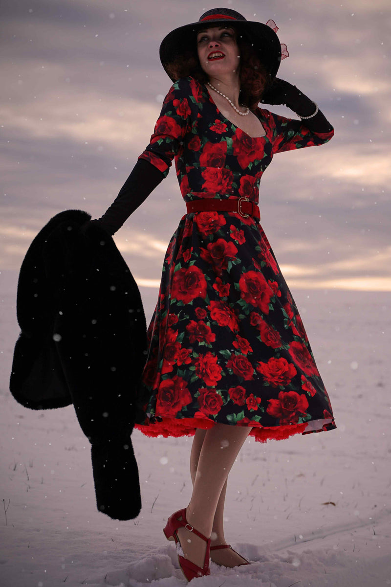 Red Rose Formal Dress in Black