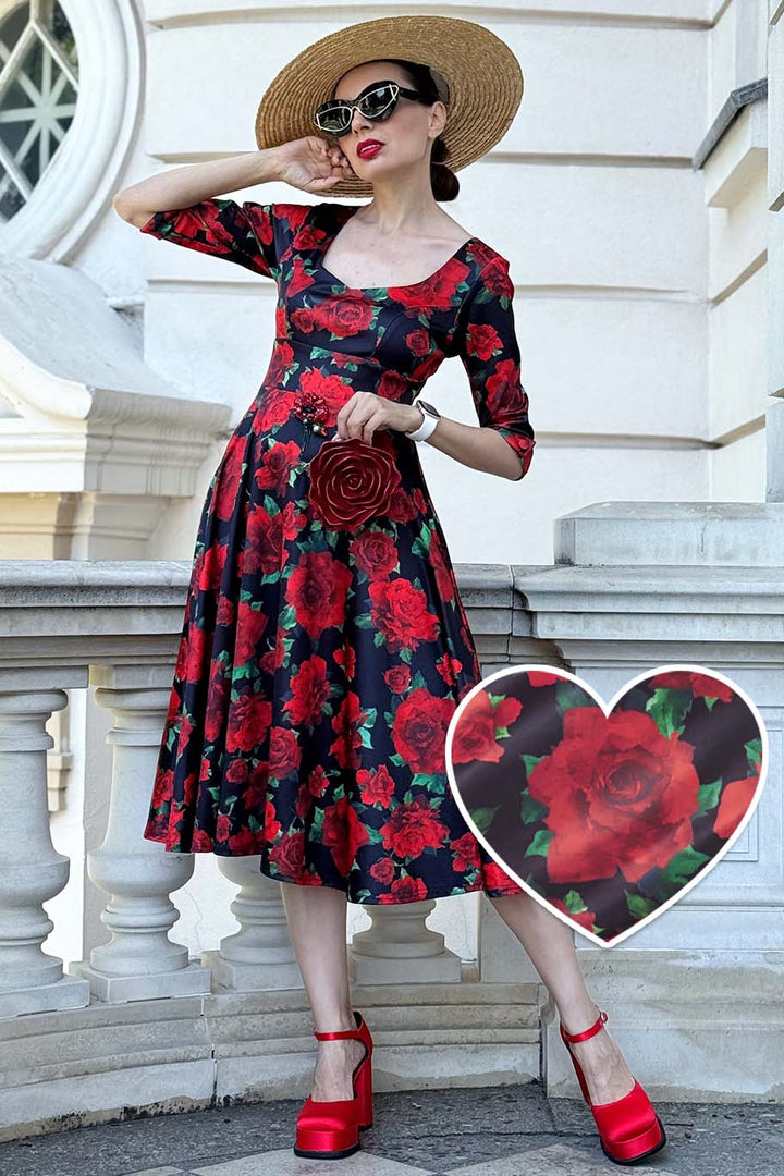 fitted lace wedding dress Black Latin Roses 3d Flower Layered Maxi Dress