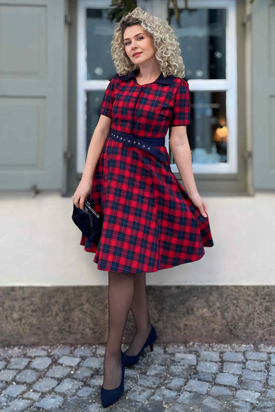 Red Tartan Shirt Dress