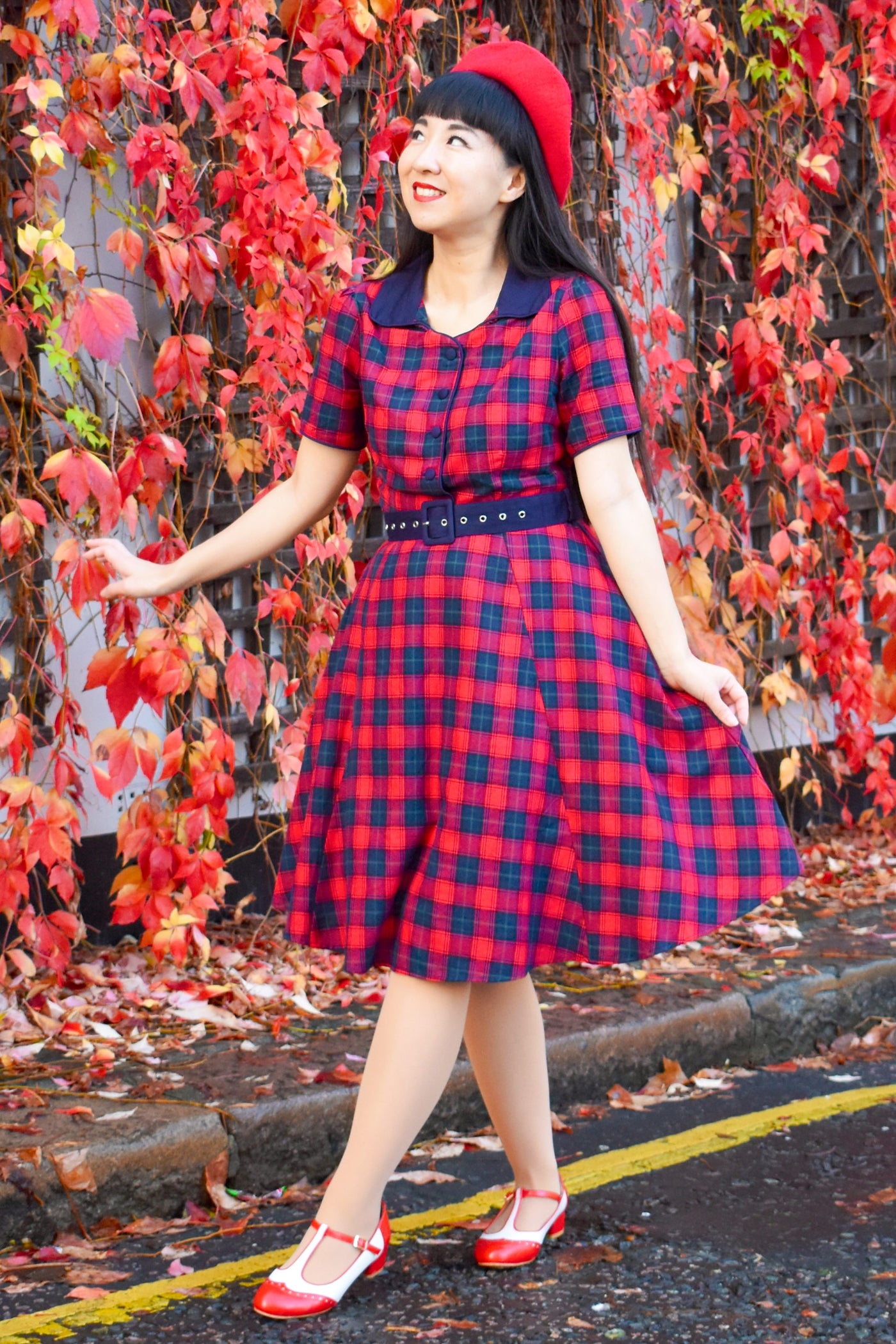 Red Tartan Shirt Dress