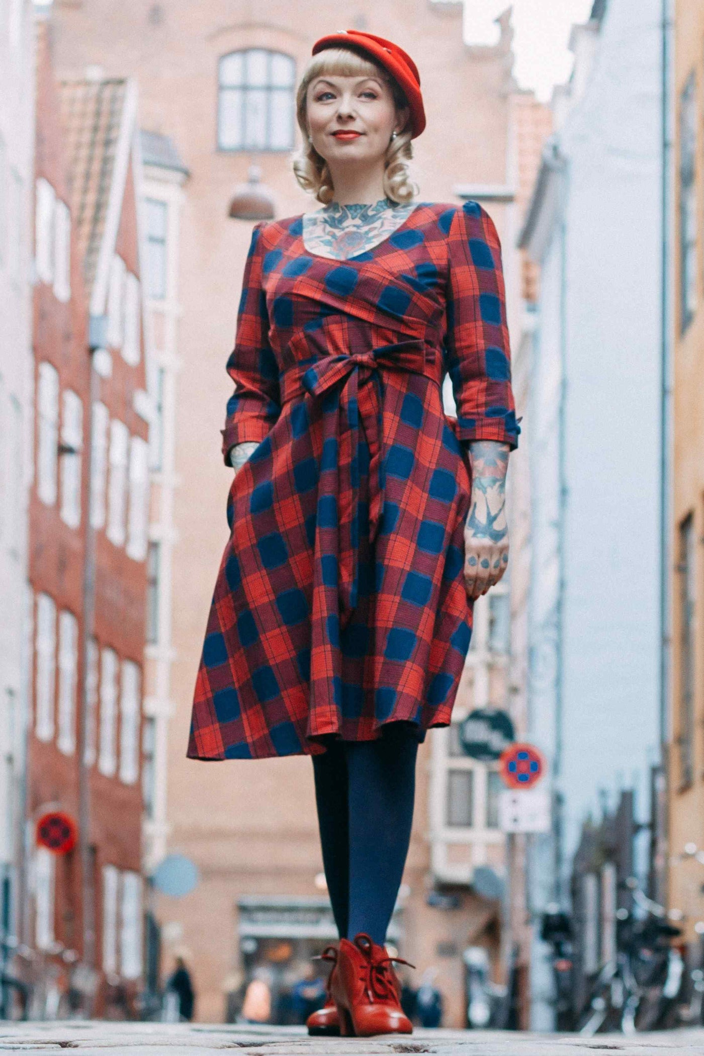 Red Tartan Swing Dress