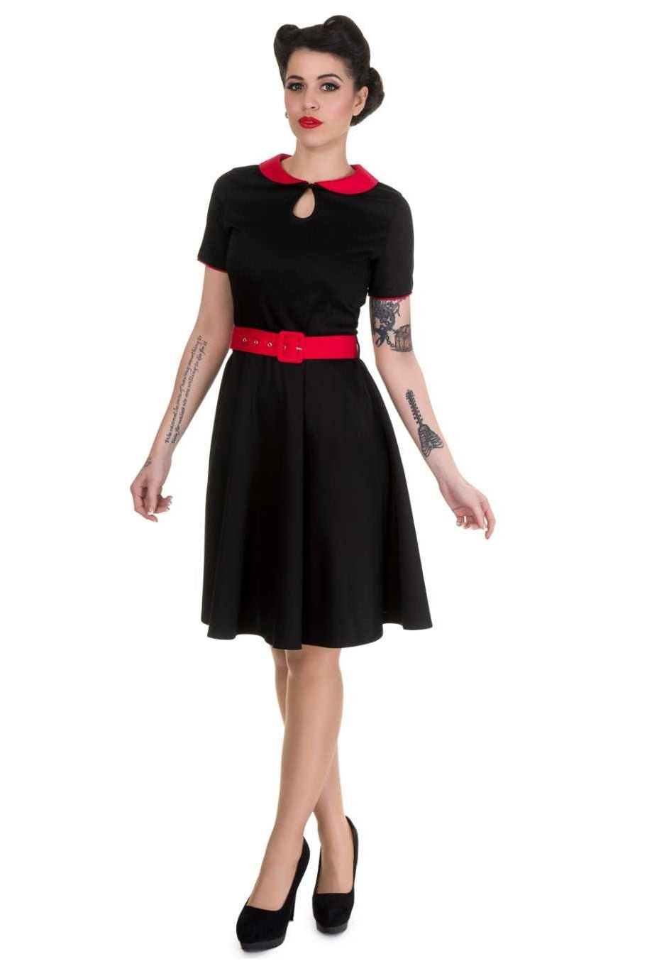 Retro 50's Style Swing Dress in Black-Red