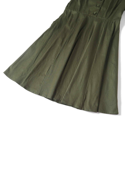 Close up view of Retro Army Green Shirt Dress