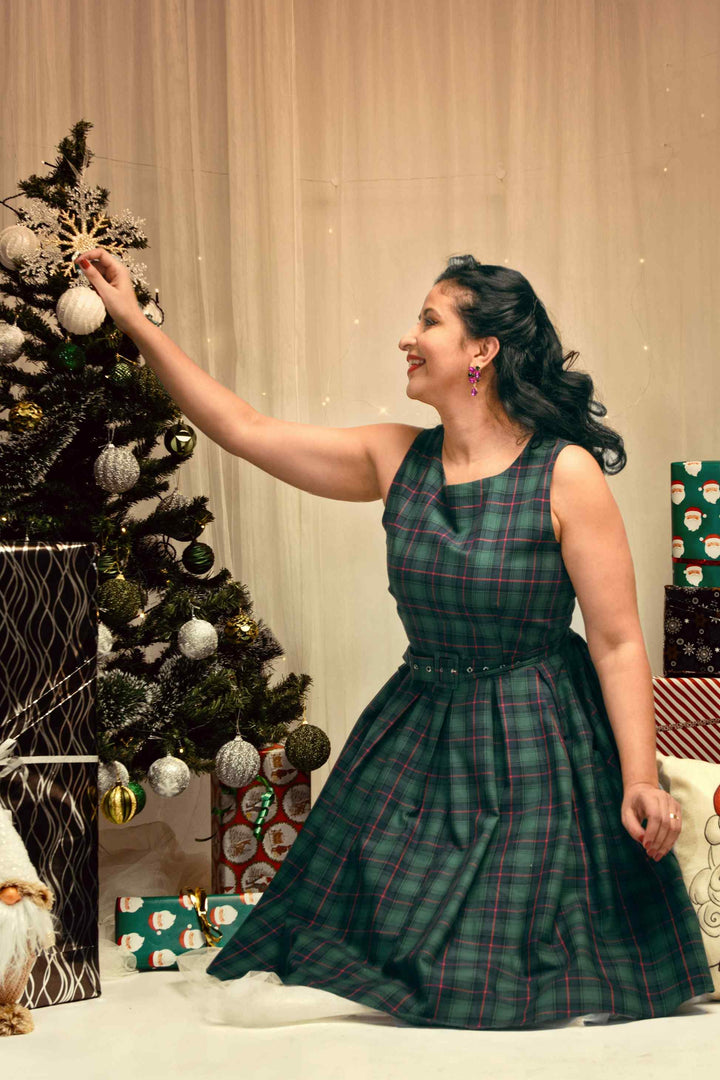 Annie Vintage Dark Green Plaid Tea Dress by Dolly and Dotty Annie Vintage Dark Green Plaid Tea Dress by Dolly and Dotty