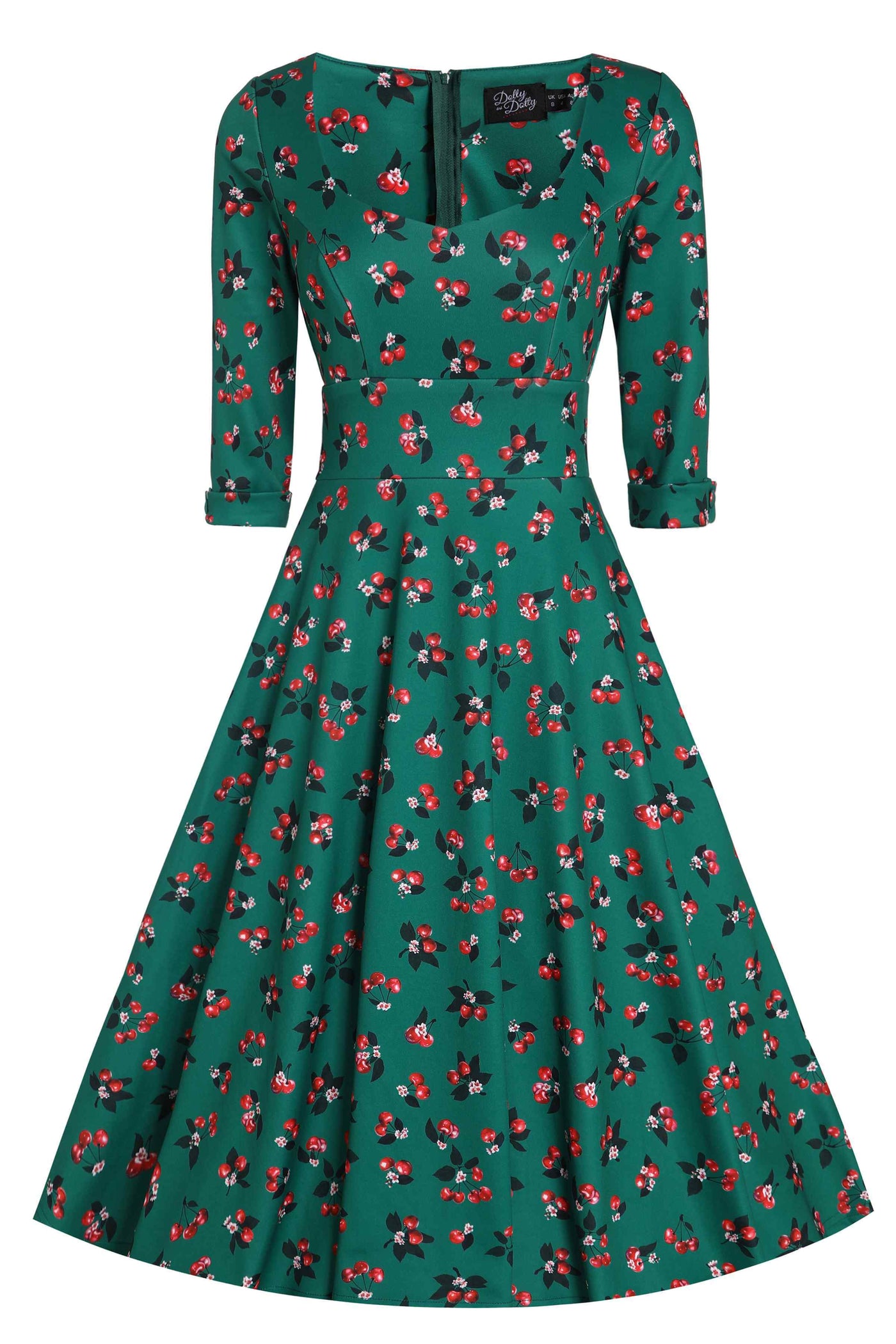 Scarlette Retro Cherry Emerald Green Midi Dress Scarlette Retro Cherry Emerald Green Midi Dress