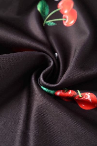 Close up view of Retro Cherry Midi Dress