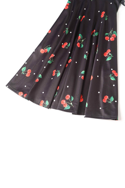 Close up view of Retro Cherry Midi Dress