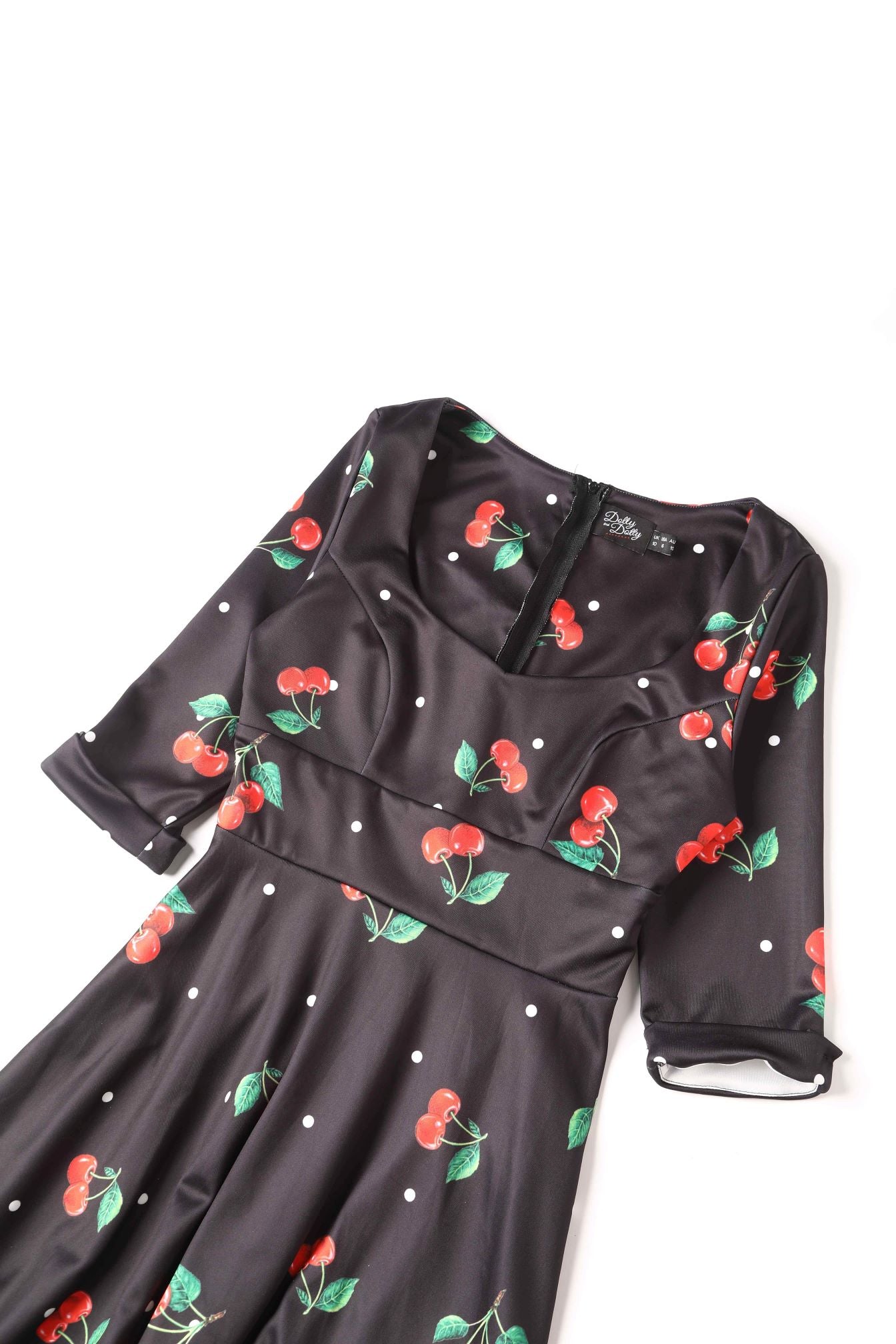 Close up view of Retro Cherry Midi Dress