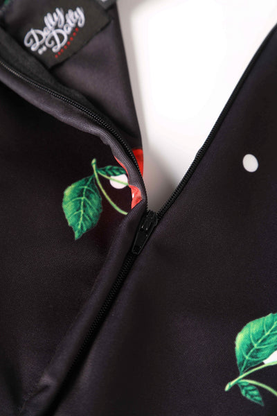 Close up view of Retro Cherry Midi Dress