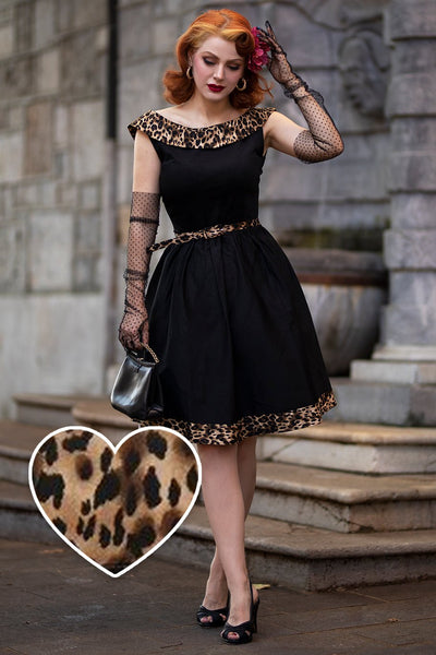 Retro Dress in Black Leopard Animal Print Retro Dress in Black Leopard Animal Print