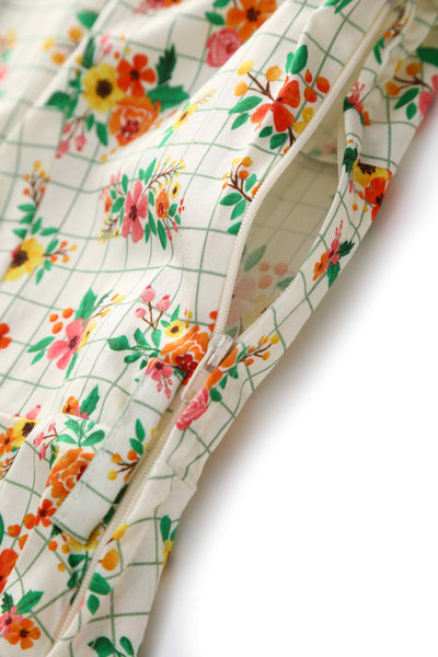 Close up view of  Retro Floral Midi Shirt Dress