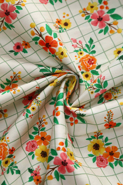 Close up view of  Retro Floral Midi Shirt Dress