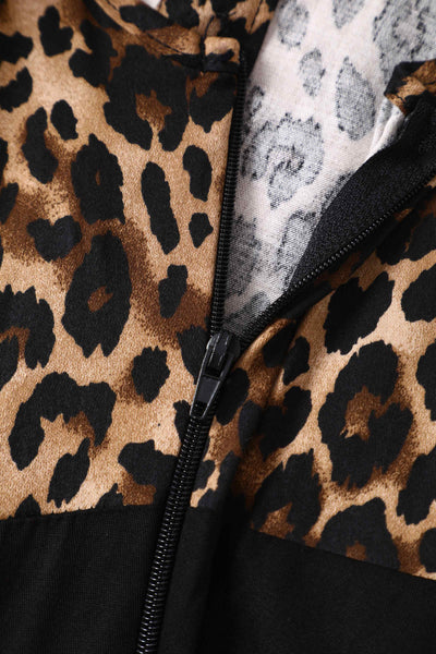 Close up view of Retro Leopard Print Shirt Dress