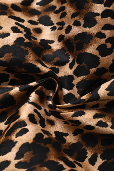 Close up view of Retro Leopard Print Shirt Dress