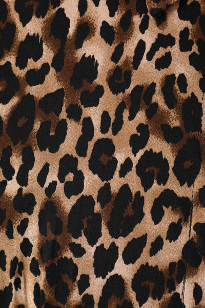 Front view of Retro Leopard Print Shirt Dress