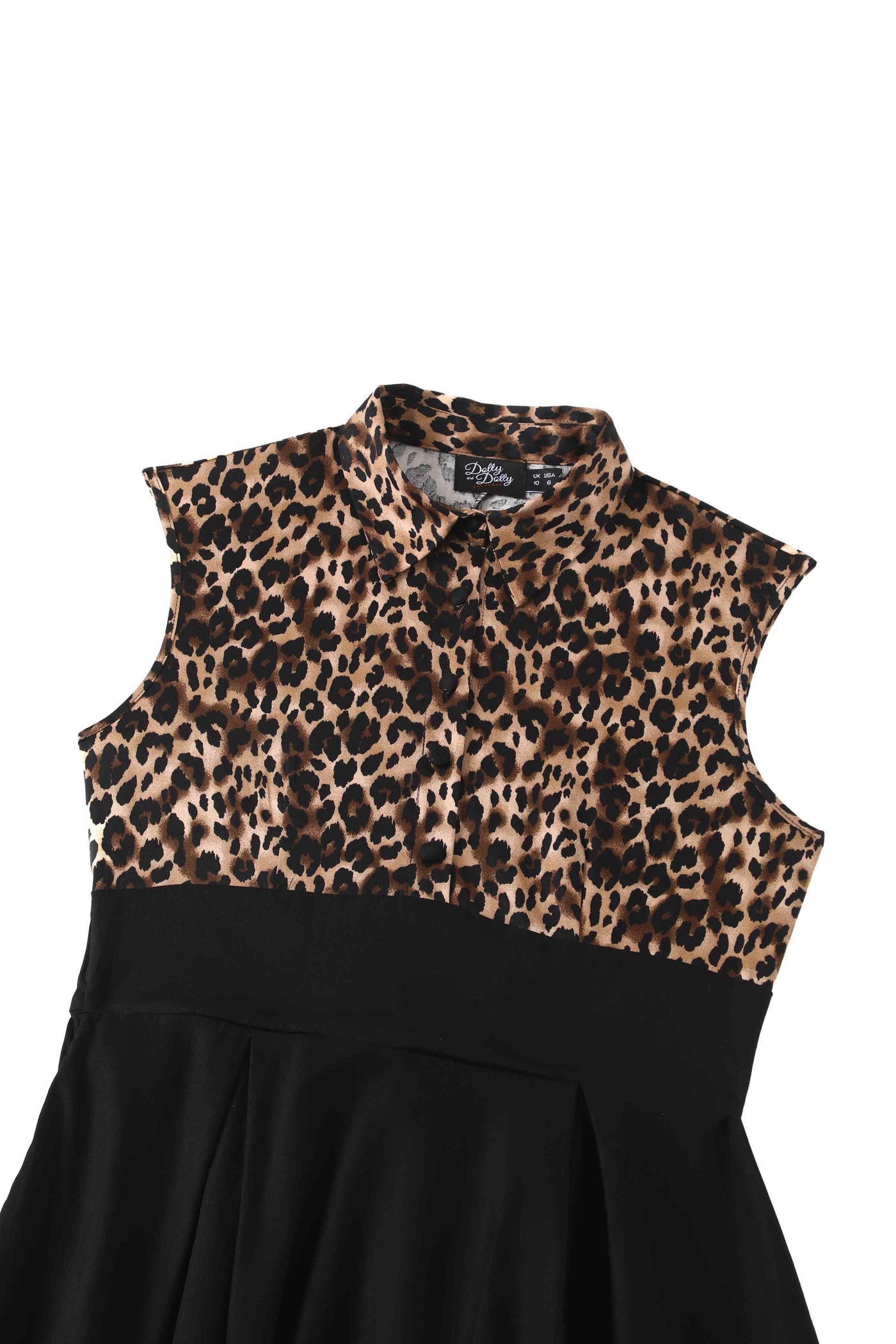 Close up view of Retro Leopard Print Shirt Dress