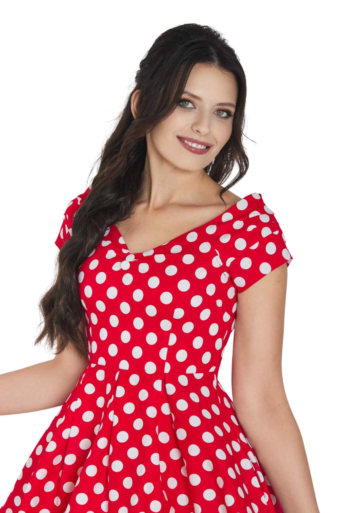 Lily Retro Red Polka Dot Swing Dress