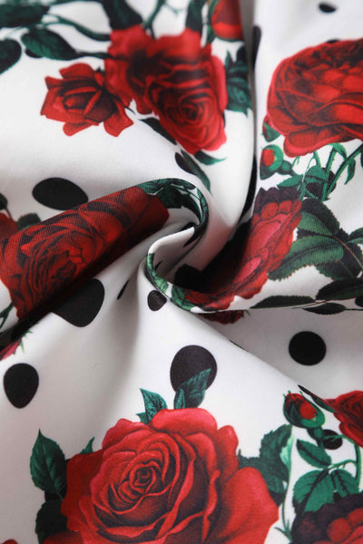 Close up view of Retro Polka Dot & Rose Bolero Jacket