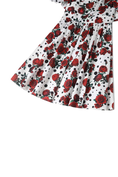 Close up view of Retro Polka Dot & Rose Bolero Jacket