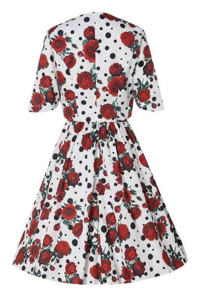 Back view of Retro Polka Dot & Rose Bolero Jacket