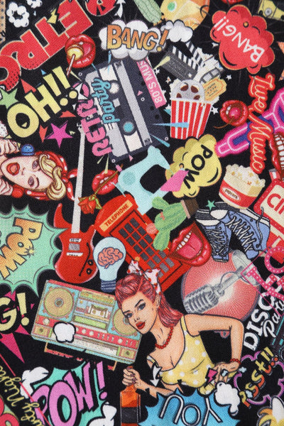 Claudia Retro Pop Art Short Sleeved Swing Dress