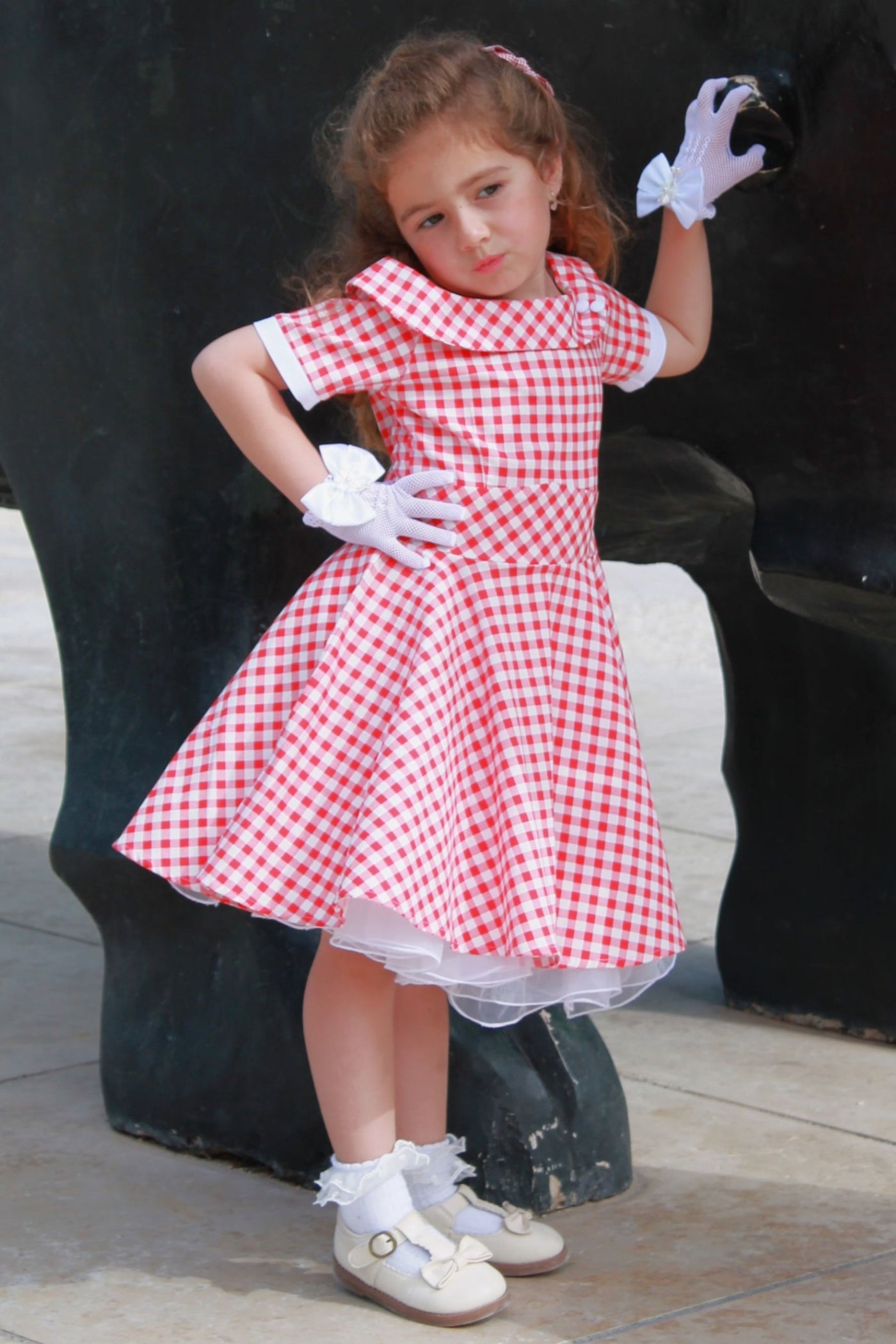 Kids Darlene Red Gingham Check Swing Dress