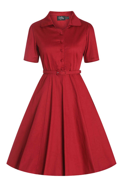Front view of Retro Red Shirt Dress