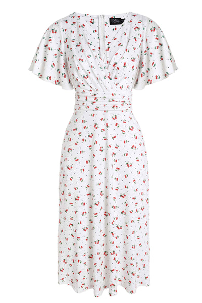 Cherry White Crossover Bust Dress