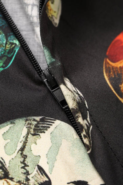 Close up view of Rockabilly Black Skull Shirt Dress
