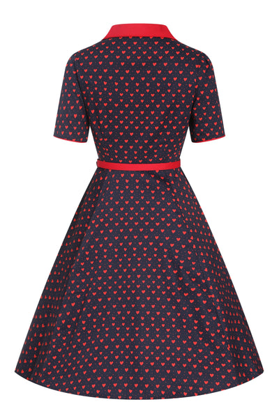Back view of Rockabilly Heart Shirt Dress