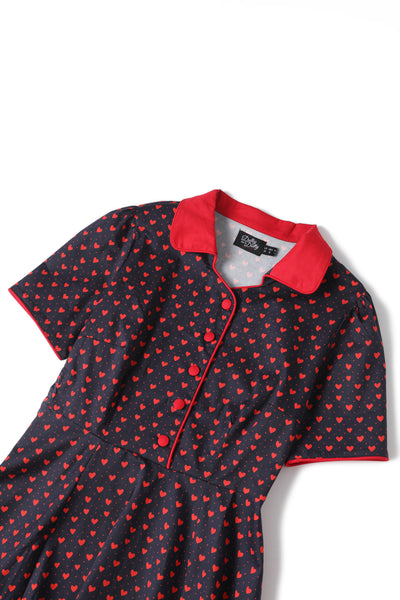 Close up view of Rockabilly Heart Shirt Dress