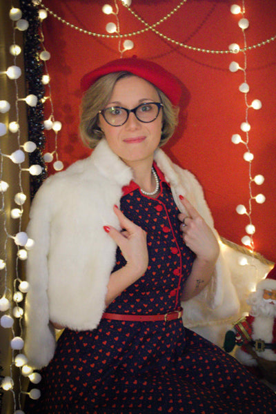 A model wearing Rockabilly Heart Shirt Dress