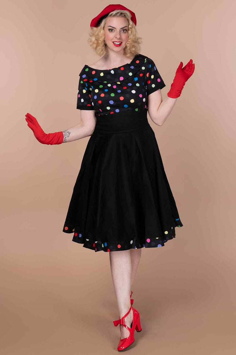 Darlene Multicolour Polka Dot Black Circle Dress 8