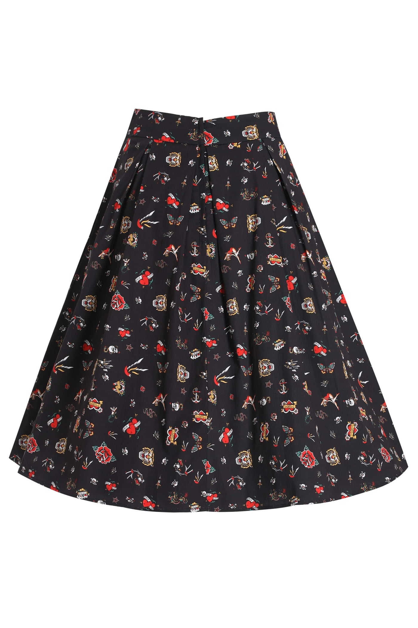 Rockabilly Old School Tattoo Flared Skirt