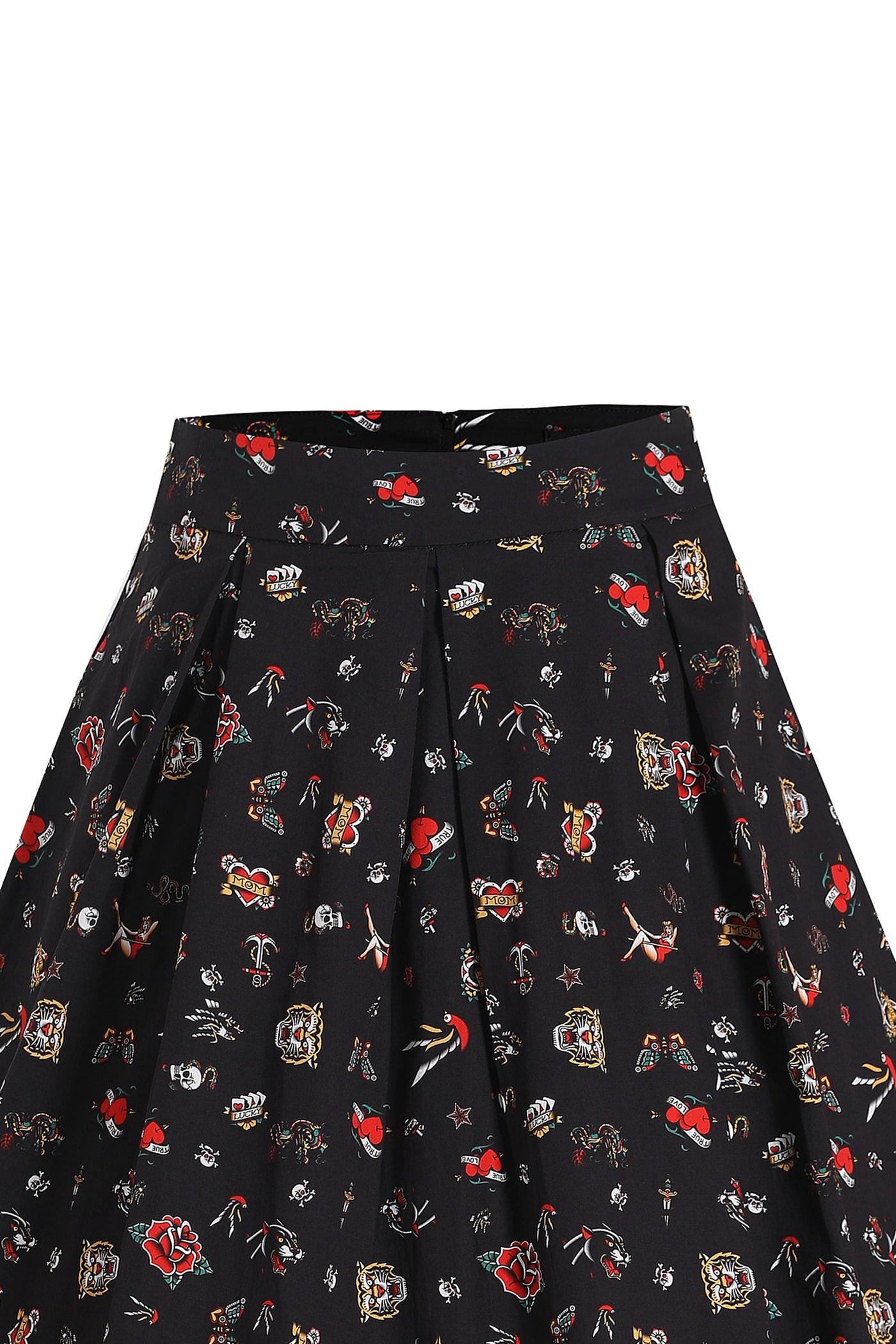 Rockabilly Old School Tattoo Flared Skirt