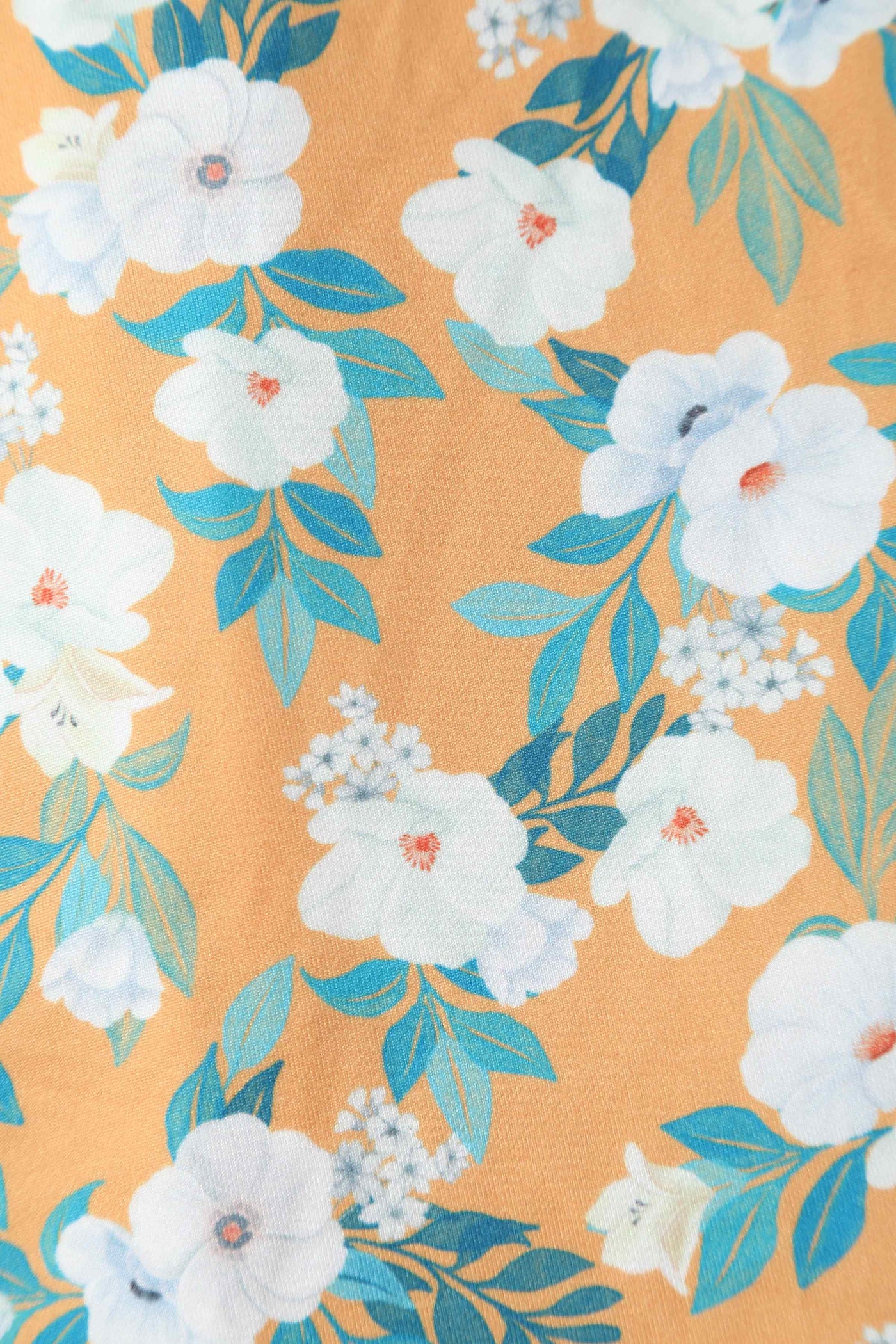 Close up view of Rosaceae Floral Midi Dress In Yellow