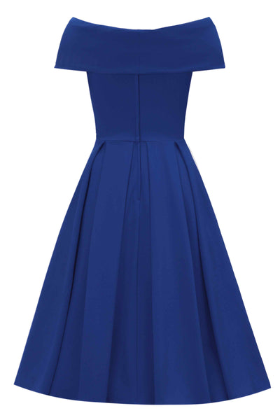 Back view of Royal Blue Off Shoulder Dress