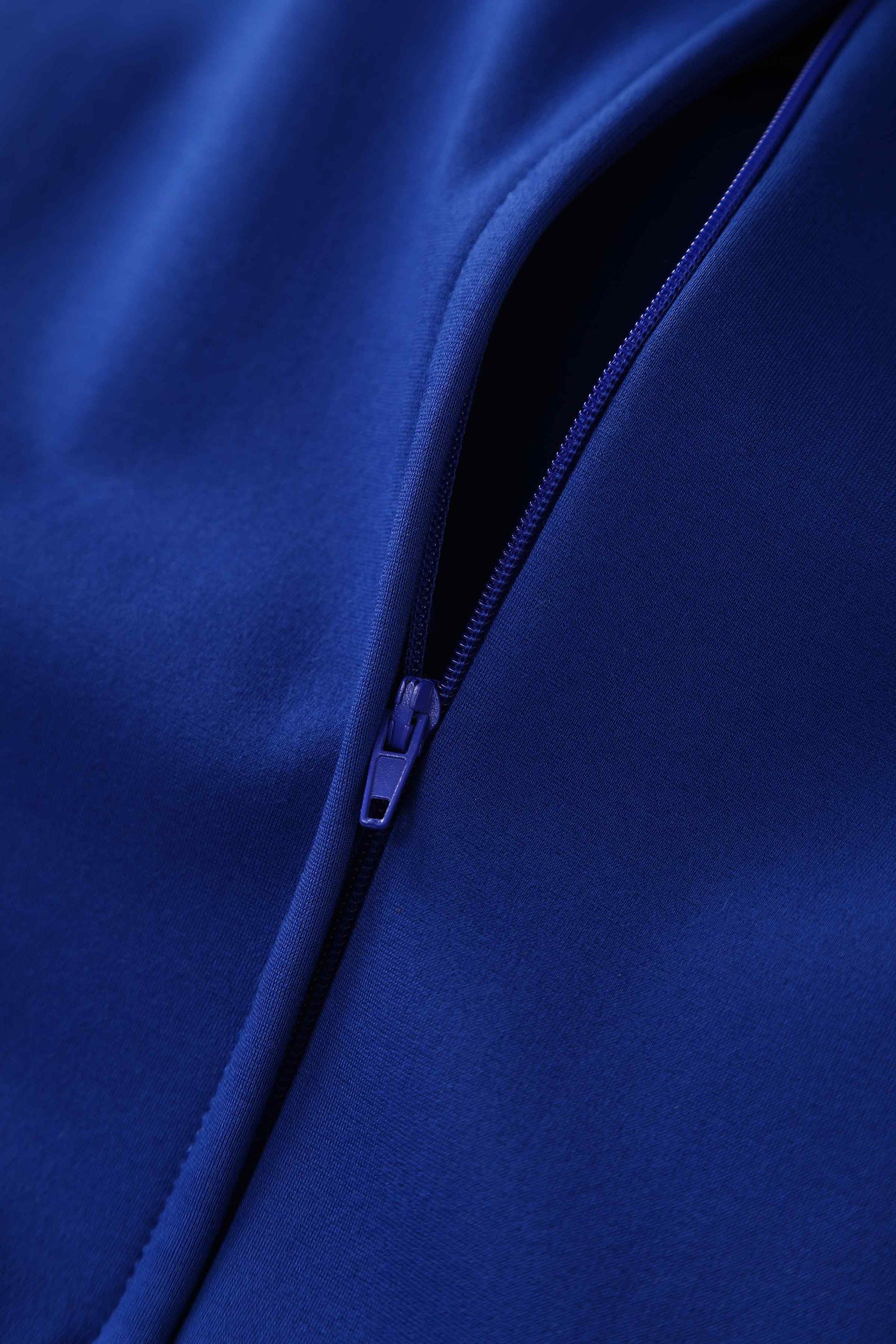 Close up view of Royal Blue Off Shoulder Dress