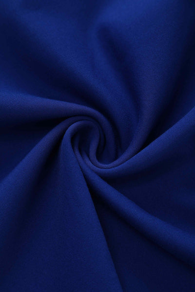 Close up view of Royal Blue Off Shoulder Dress