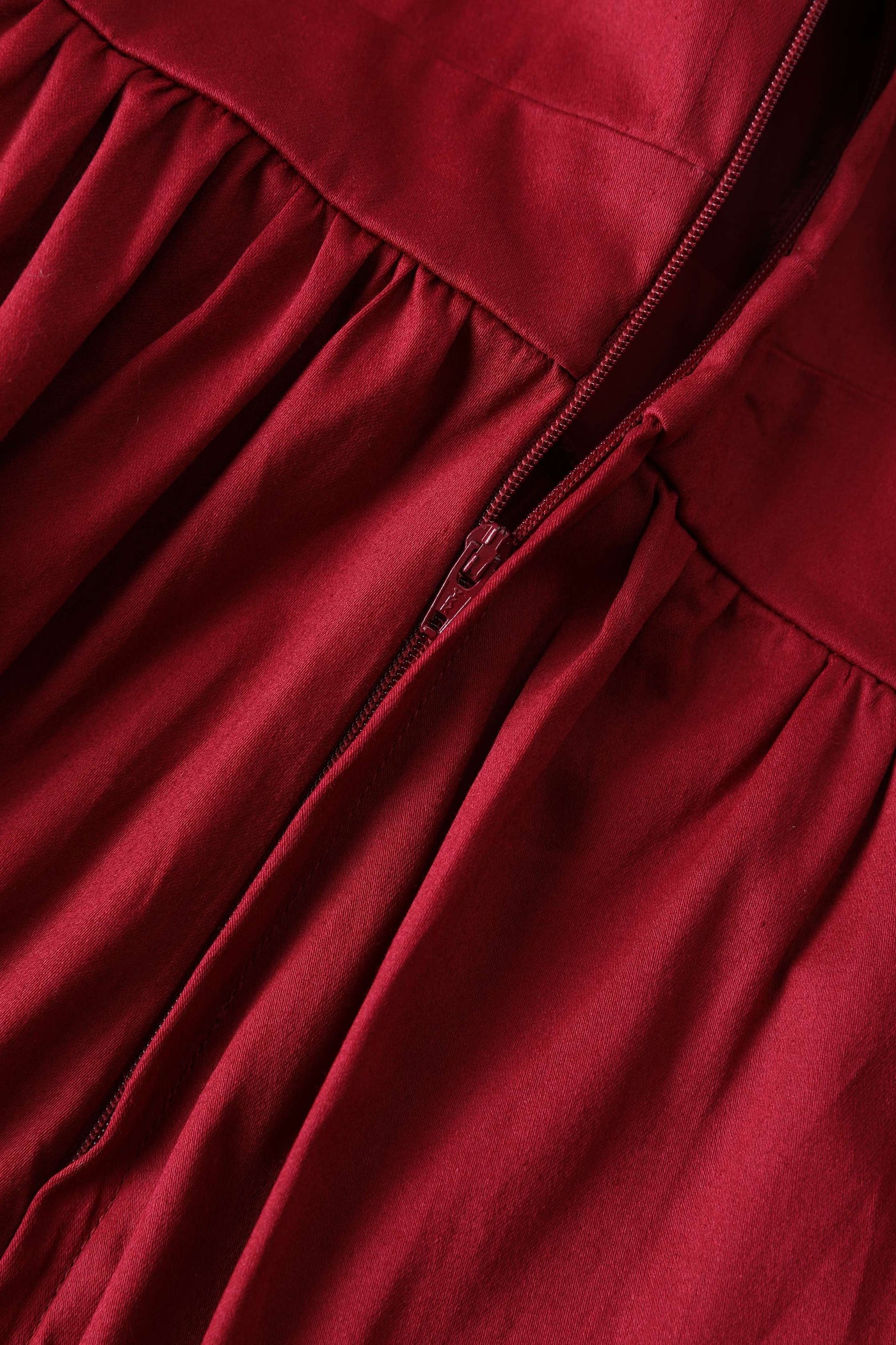 Zipper of Ruth Burgundy Retro Long Sleeved Dress