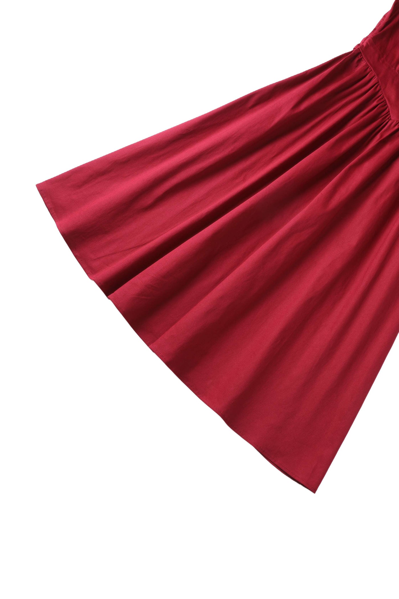 Close up view of Ruth Burgundy Retro Long Sleeved Dress