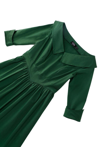 Close up view the top of Ruth Green Retro Long Sleeved Dress