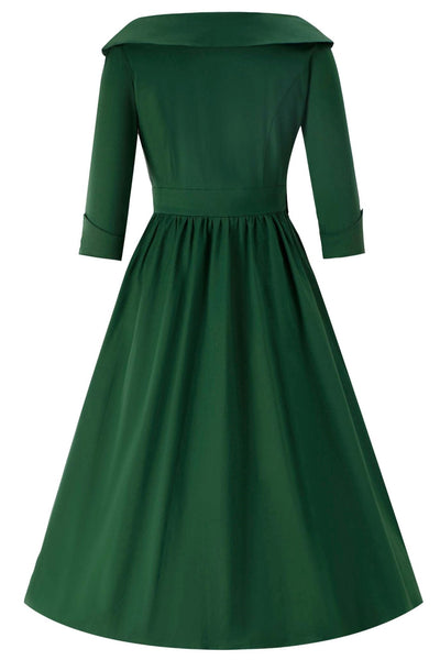 Back view of Ruth Green Retro Long Sleeved Dress