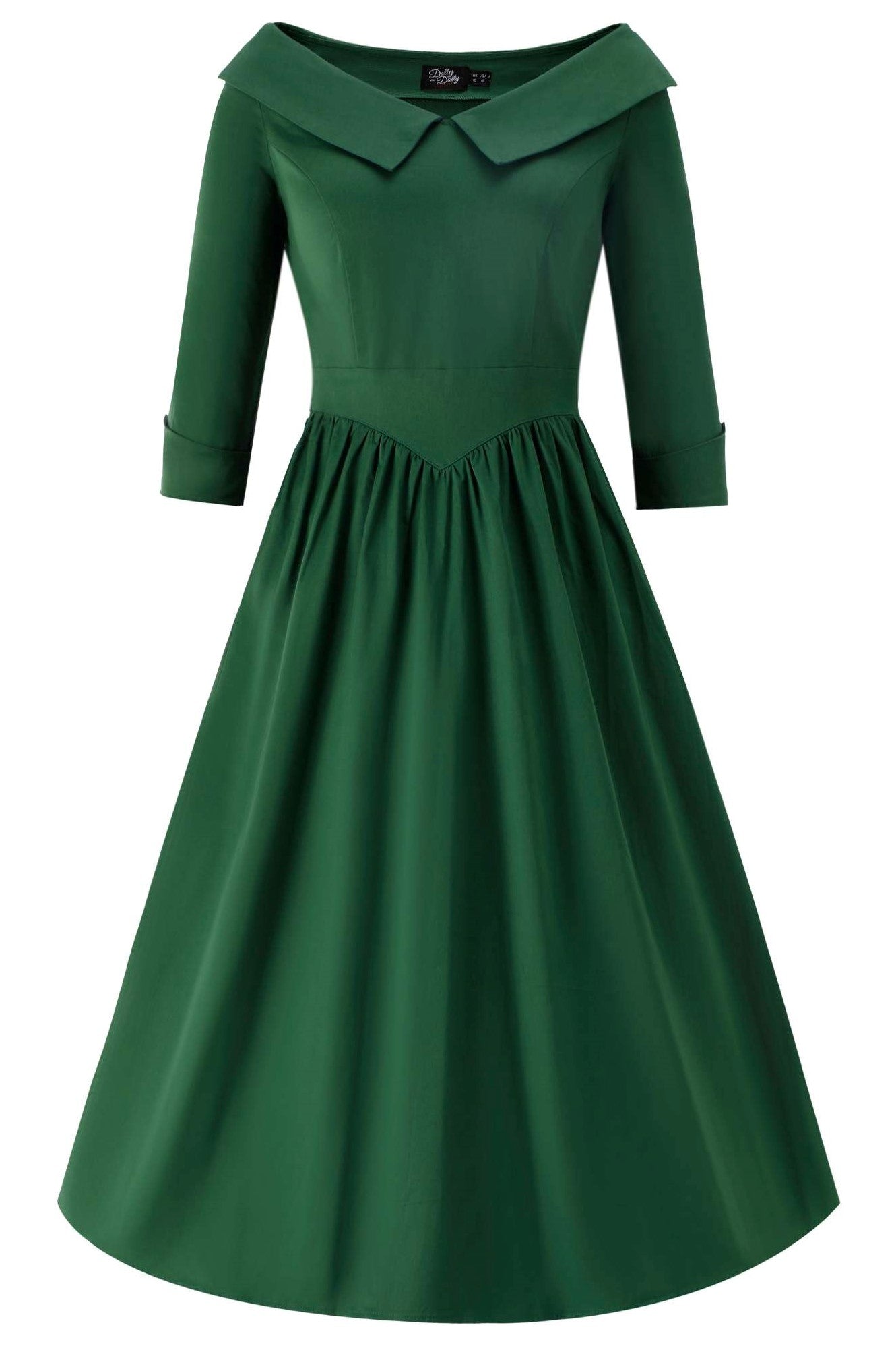 Front view of Ruth Green Retro Long Sleeved Dress