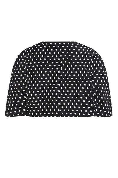 Back view of Sabrina Black & White Polka Dot Cape Jacket