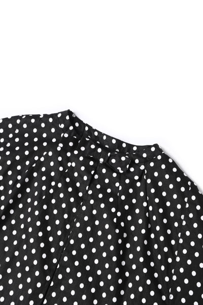 Close up view of Sabrina Black & White Polka Dot Cape Jacket